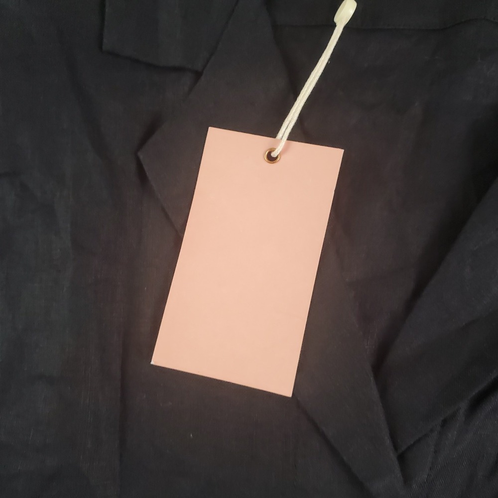 Quince European Linen Midi Dress Womens Xs Black Button Front Short Sleeve New - Picture 5 of 14